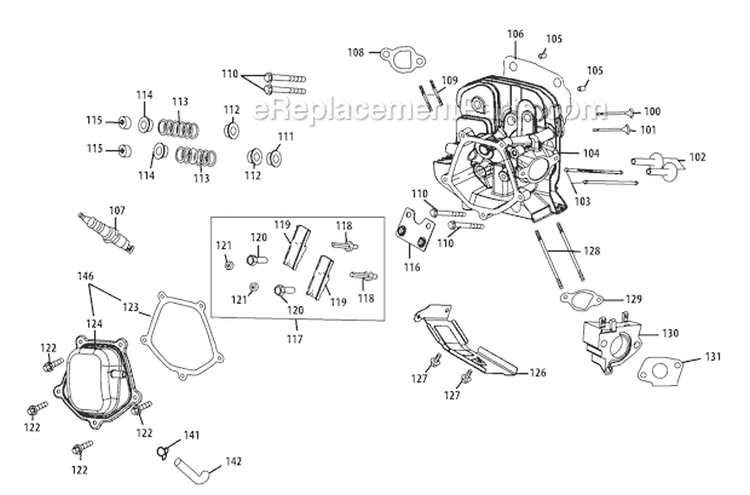 478-Su-10 Cylinder Head Diagram and Parts List for 31AH64Q4 2010 Troy-Bilt Snow Blower