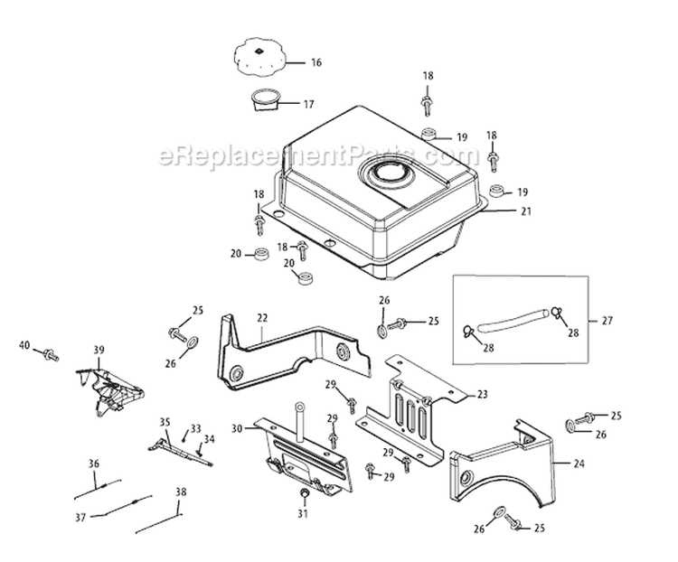 478-Su-10 Fuel Tank & Mounting Diagram and Parts List for 31AH64Q4 2010 Troy-Bilt Snow Blower