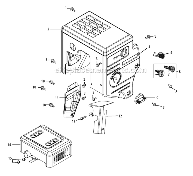478-Su-10 Muffler & Controls Diagram and Parts List for 31AH64Q4 2010 Troy-Bilt Snow Blower
