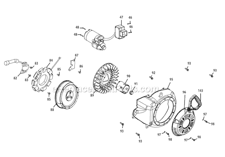 478-Su-10 Starting System & Blower Housing Diagram and Parts List for 31AH64Q4 2010 Troy-Bilt Snow Blower