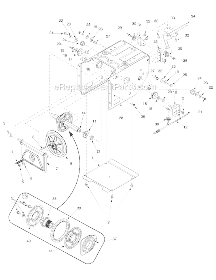 Frame Diagram and Parts List for 31AH7L74766 2005-2 Troy-Bilt Snow Blower
