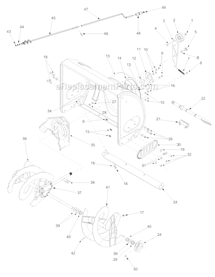 AugeráAssembly Diagram and Parts List for 31AH7T74063 2003 Troy-Bilt Snow Blower