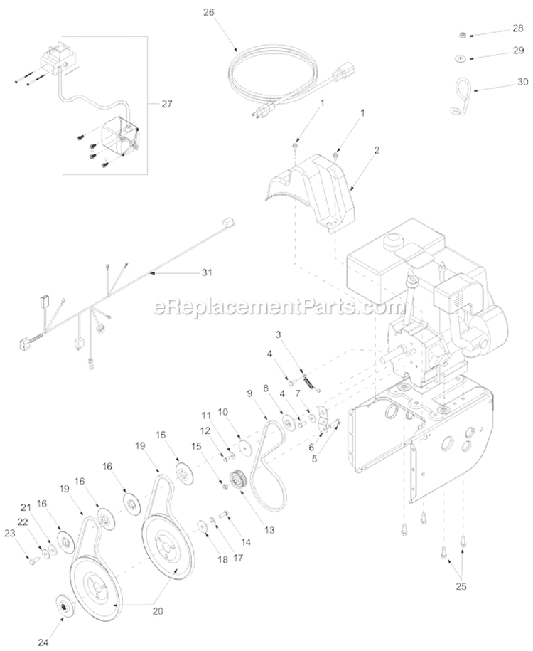 EngineáAssembly Diagram and Parts List for 31AH7T74063 2003 Troy-Bilt Snow Blower