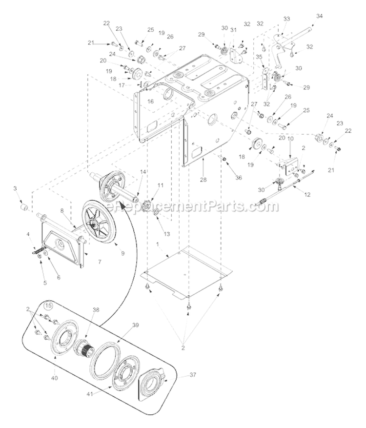 Frame Diagram and Parts List for 31AH7T74063 2004 Troy-Bilt Snow Blower