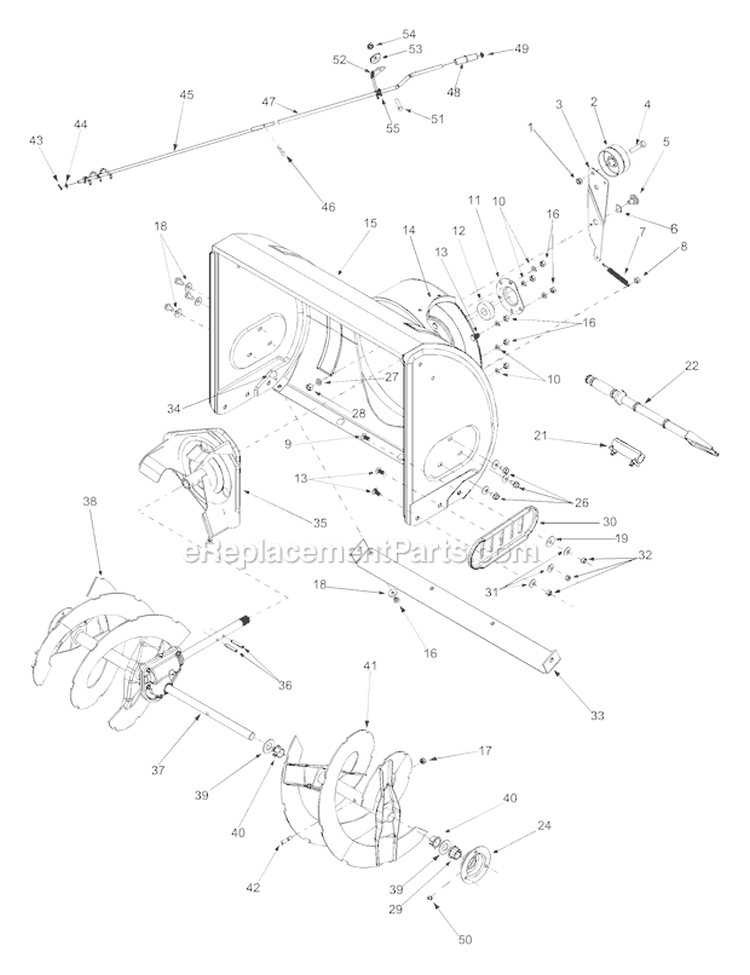 General Assembly Diagram and Parts List for 31AH7T74063 2004 Troy-Bilt Snow Blower