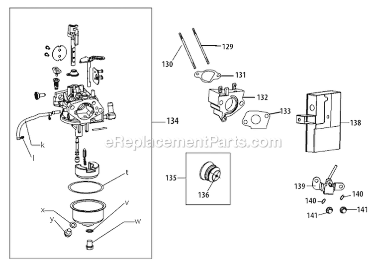 483-Sua Carburetor Diagram and Parts List for 31AH95P6711 2011 Troy-Bilt Snow Blower