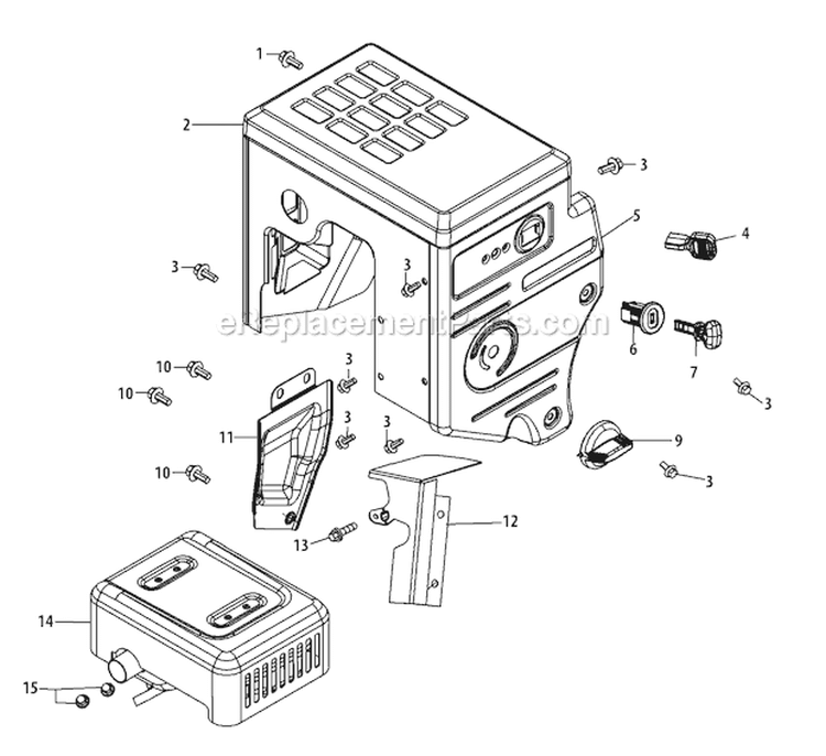 483-Sua Muffler & Controls Diagram and Parts List for 31AH95P6711 2011 Troy-Bilt Snow Blower