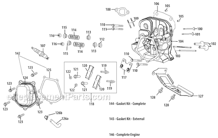 Cylinder Head Diagram and Parts List for 31AH95P6711 2012 Troy-Bilt Snow Blower