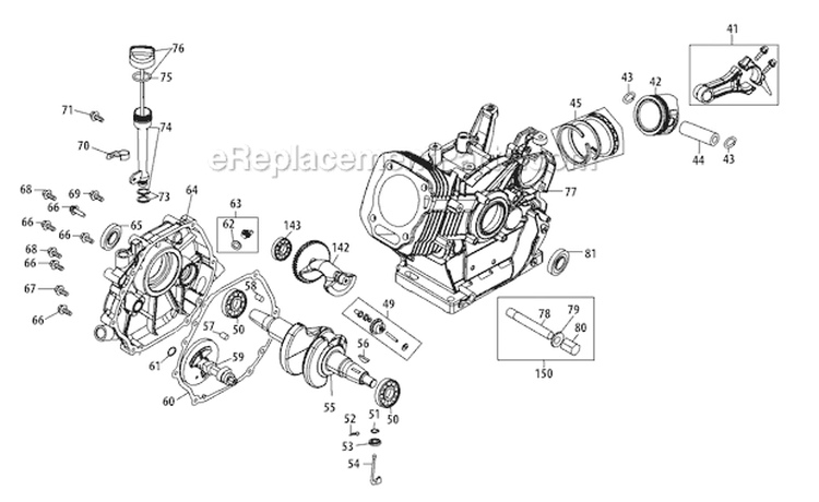 483-Sua Crankcase Diagram and Parts List for 31AH95P6766 2011 Troy-Bilt Snow Blower