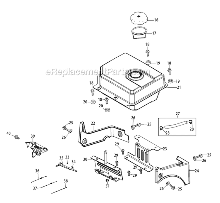 483-Sua Fuel Tank & Mounting Diagram and Parts List for 31AH95P6766 2011 Troy-Bilt Snow Blower
