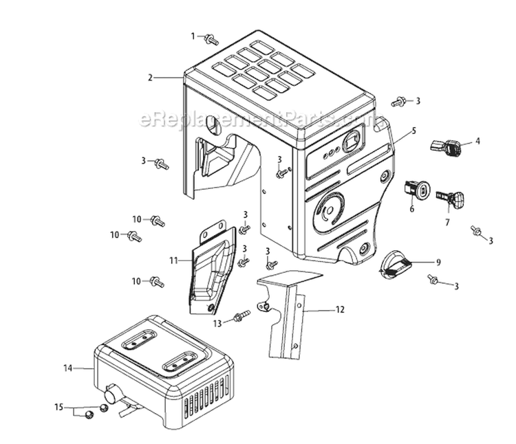 483-Sua Muffler & Controls Diagram and Parts List for 31AH95P6766 2011 Troy-Bilt Snow Blower