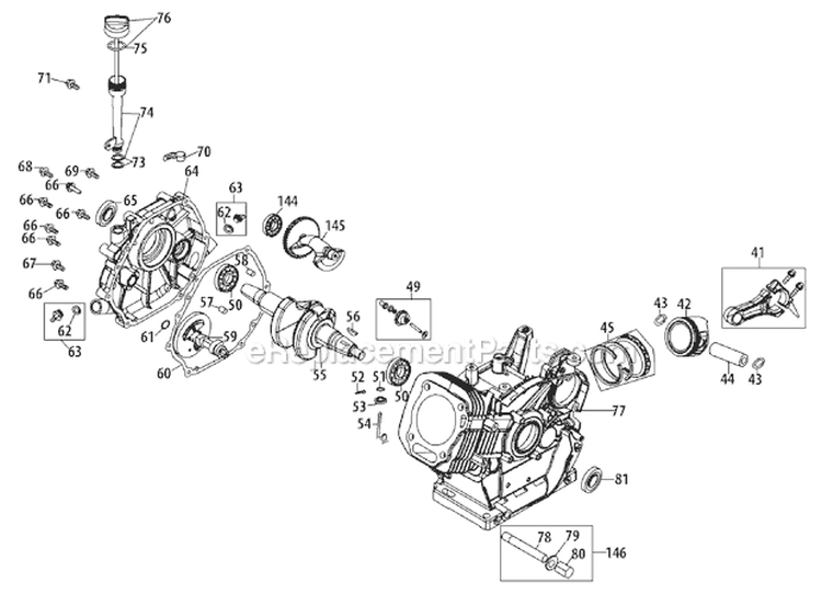 490-Sua Crankcase Diagram and Parts List for 31AH97P7711 2011 Troy-Bilt Snow Blower