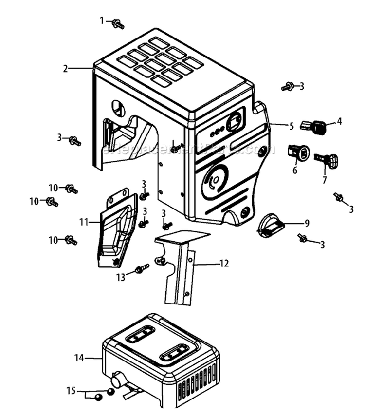 490-Sua Muffler & Controls Diagram and Parts List for 31AH97P7711 2011 Troy-Bilt Snow Blower