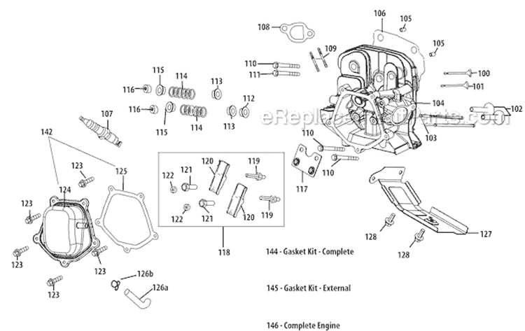 Cylinder Head Diagram and Parts List for 31AH97P7711 2012 Troy-Bilt Snow Blower
