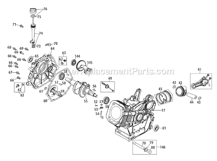 490-Sua Crankcase Diagram and Parts List for 31AH97P7766 2011 Troy-Bilt Snow Blower
