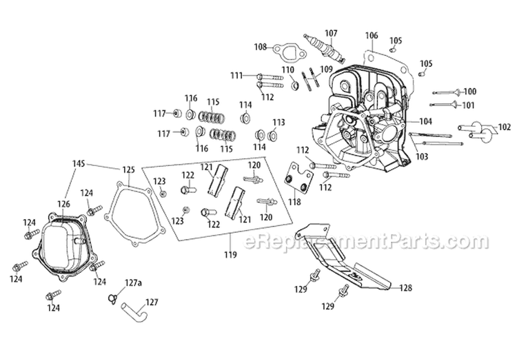 490-Sua Cylinder Head Diagram and Parts List for 31AH97P7766 2011 Troy-Bilt Snow Blower