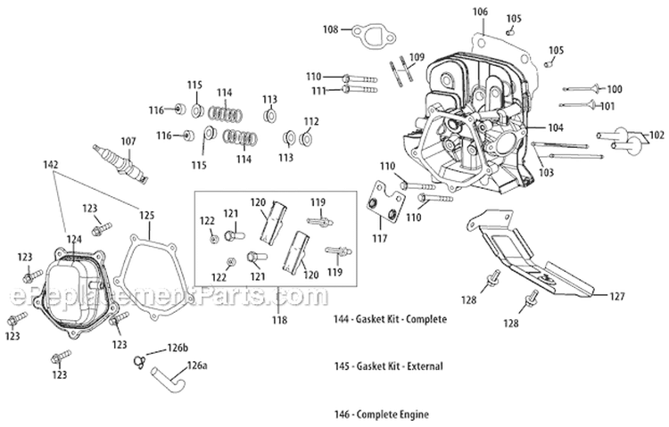 Cylinder Head Diagram and Parts List for 31AH97P7766 2012 Troy-Bilt Snow Blower