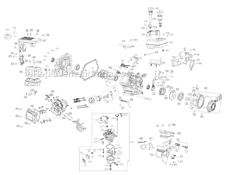 Engine Assembly 370-Sua Diagram and Parts List for 31AM63P3 2008 Troy-Bilt Snow Blower