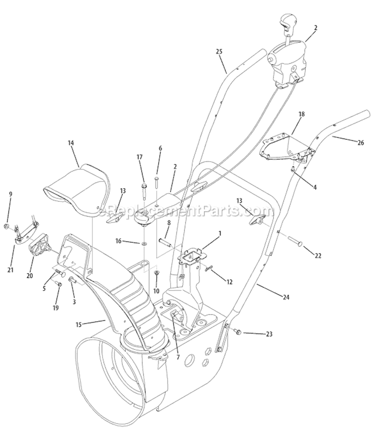 Extended Chute 2 & 4 Way Diagram and Parts List for 31AM63P3 2008 Troy-Bilt Snow Blower