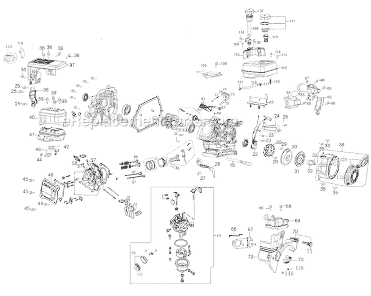 Engine Assembly Diagram and Parts List for 31AM73Q3766 2008 Troy-Bilt Snow Blower