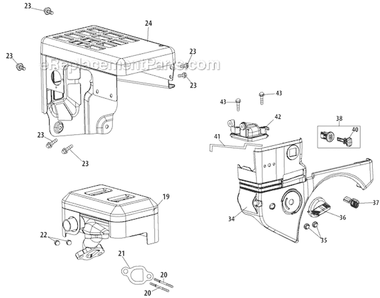 Muffler and Air Housing Diagram and Parts List for 31AM73R3711 2012 Troy-Bilt Snow Blower