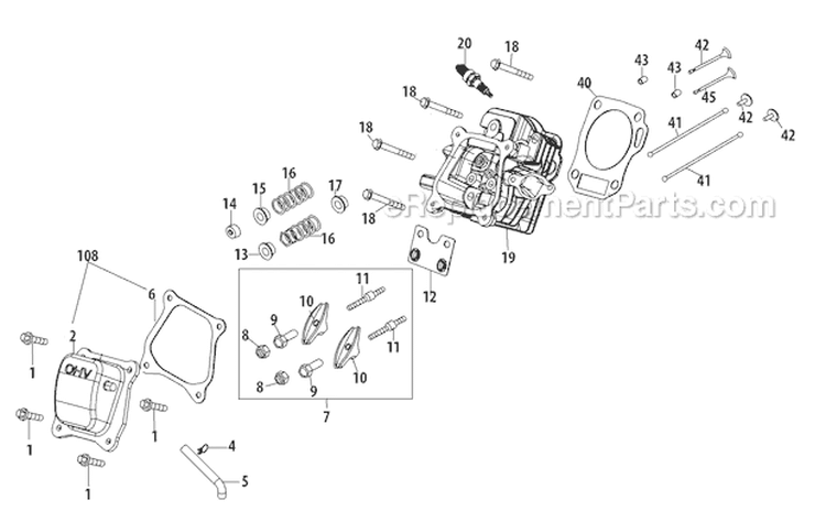 270-Ju Cylinder Head Diagram and Parts List for 31AS2T5F711 2011 Troy-Bilt Snow Blower