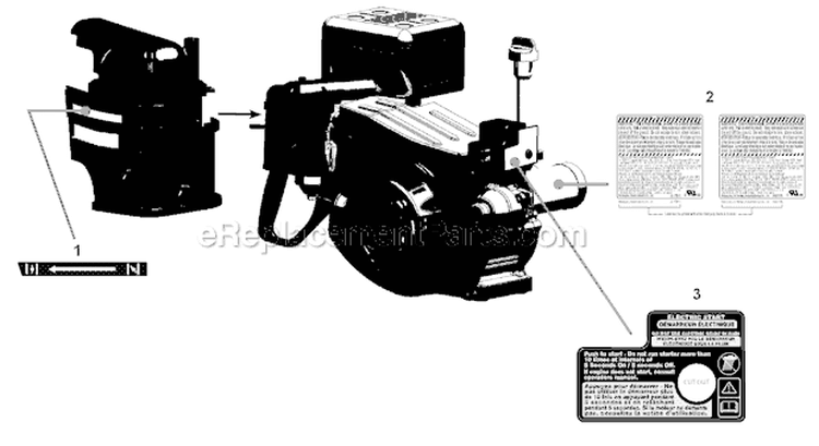 270-Ju Label Map Diagram and Parts List for 31AS2T5F711 2011 Troy-Bilt Snow Blower