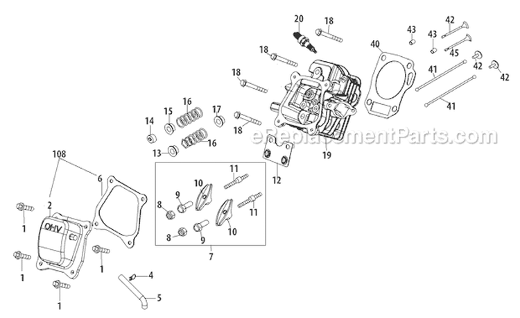 270-Ju Cylinder Head Diagram and Parts List for 31AS2T5F766 2011 Troy-Bilt Snow Blower