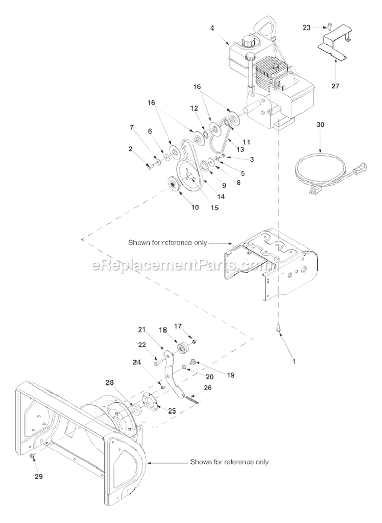 Engine Drive Diagram and Parts List for 31AS3BB2766 2005 Troy-Bilt Snow Blower