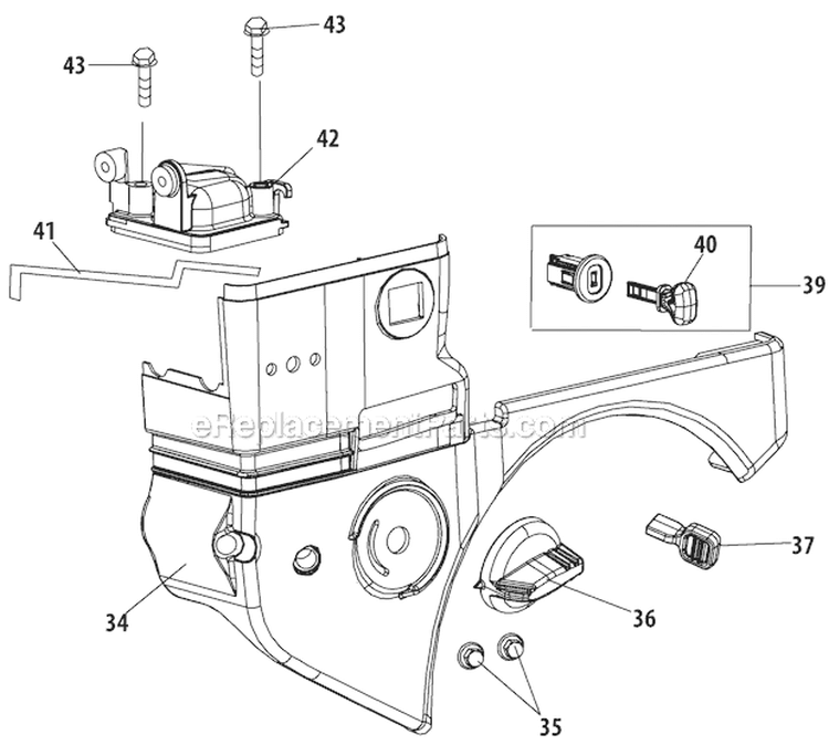 Engine Shroud Diagram and Parts List for 31AS62N2711 2012 Troy-Bilt Snow Blower