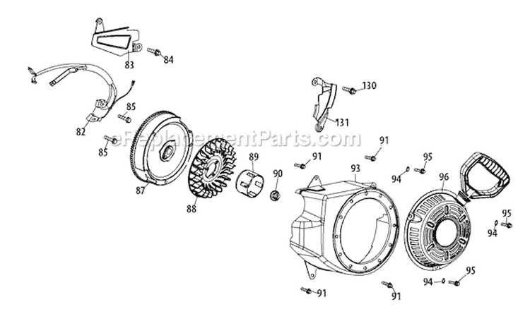 265-Su-11 Flywheel & Housing Diagram and Parts List for 31AS62N2766 2011 Troy-Bilt Snow Blower