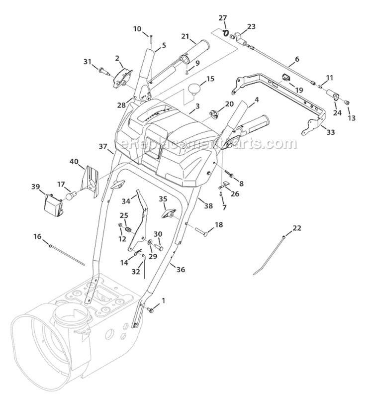 N, P & Q-Style Panel Diagram and Parts List for 31AS63N2711 2011 Troy-Bilt Snow Blower
