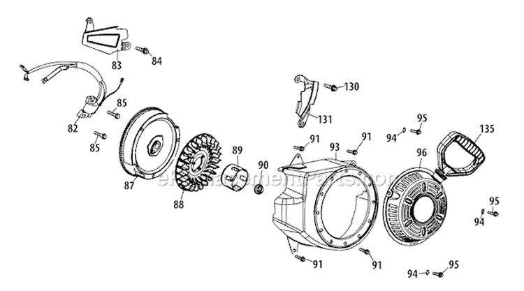 270-Su-11 Flywheel & Blower Housing Diagram and Parts List for 31AS63N2711 2011 Troy-Bilt Snow Blower
