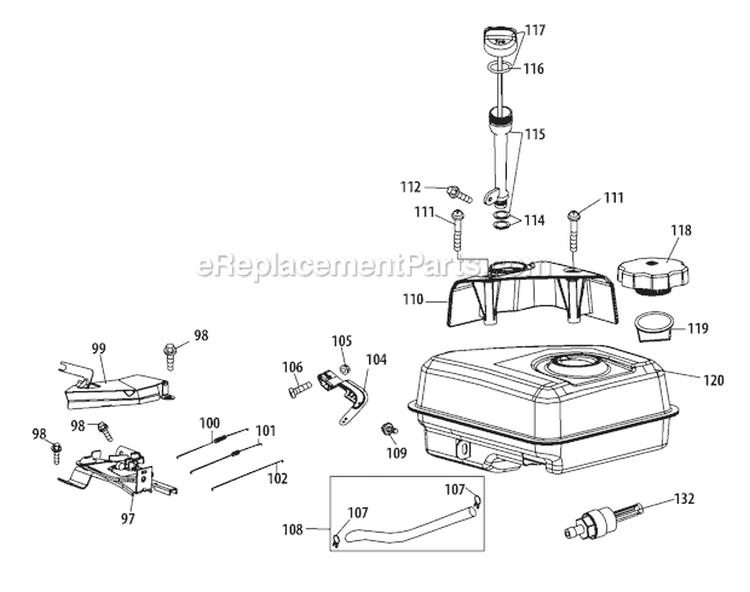 270-Su-11 Fuel Tank & Mounting Diagram and Parts List for 31AS63N2711 2011 Troy-Bilt Snow Blower
