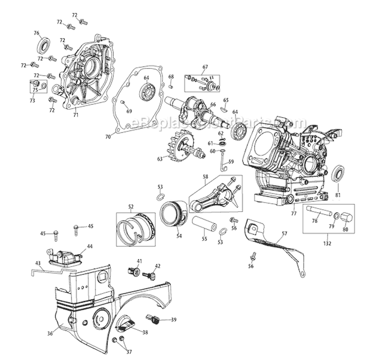 370-Sub-11 Crankcase Diagram and Parts List for 31BM63P3766 2011 Troy-Bilt Snow Blower