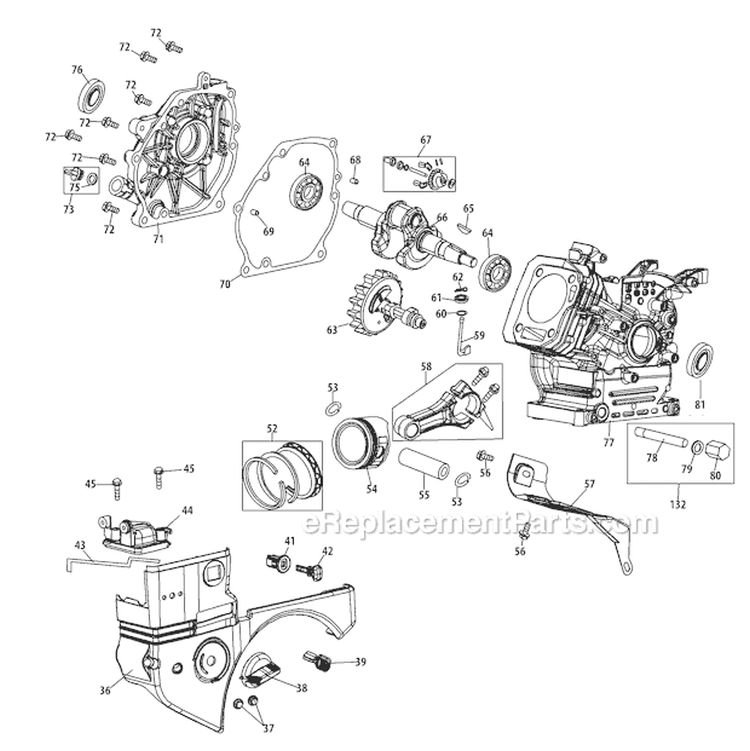 370-Sub-11 Crankcase Diagram and Parts List for 31BM73Q3711 2011 Troy-Bilt Snow Blower