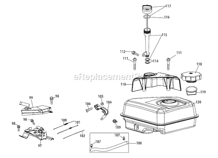 370-Sub-11 Fuel Tank & Mounting Diagram and Parts List for 31BM73Q3711 2011 Troy-Bilt Snow Blower