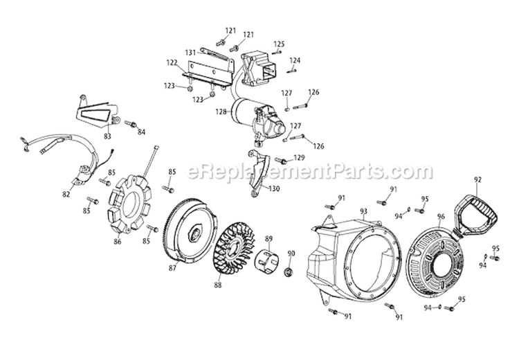 370-Sub-11 Starter Assembly & Blower Housing Diagram and Parts List for 31BM73Q3711 2011 Troy-Bilt Snow Blower