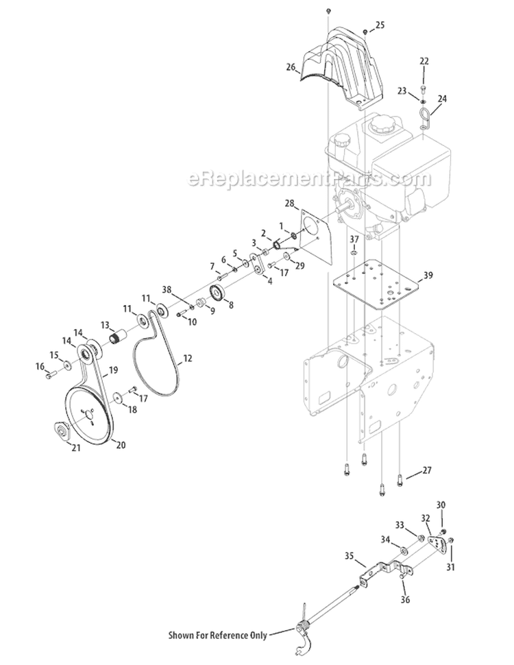 Drive System Diagram and Parts List for 31BM73Q3711 2011 Troy-Bilt Snow Blower