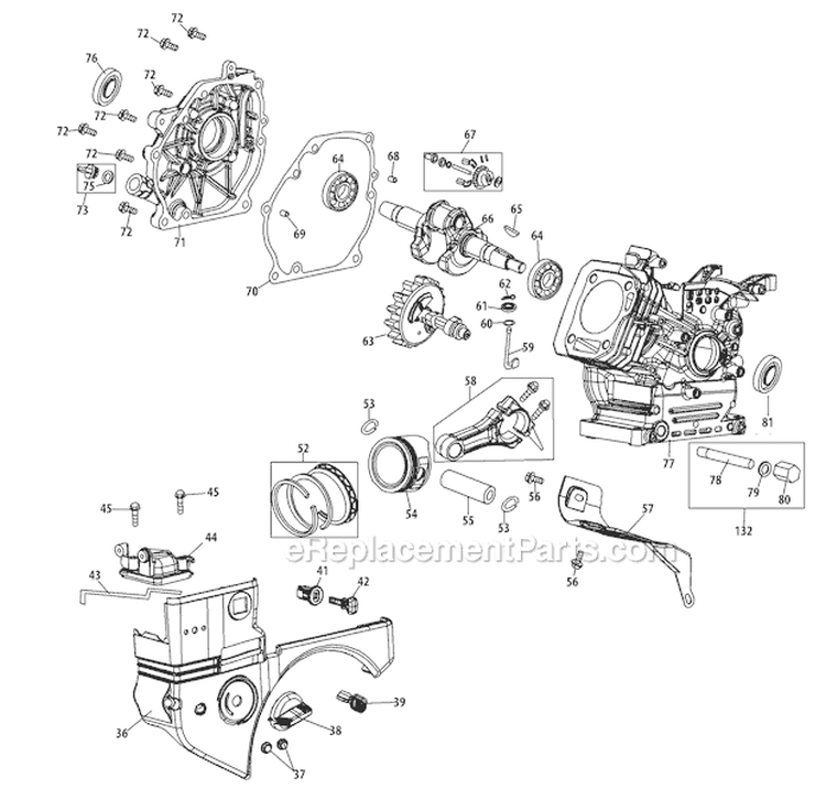 370-Sub-11 Crankcase Diagram and Parts List for 31BM73Q3766 2011 Troy-Bilt Snow Blower