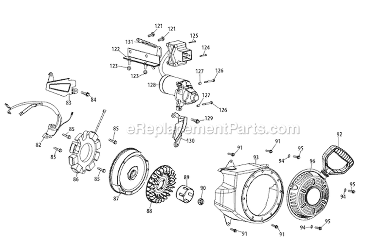 370-Sub-11 Starter Assembly & Blower Housing Diagram and Parts List for 31BM73Q3766 2011 Troy-Bilt Snow Blower