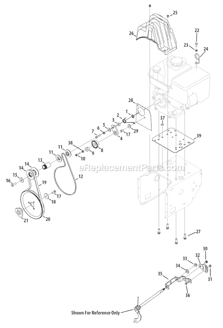 Drive System Diagram and Parts List for 31BM73Q3 2009 Troy-Bilt Snow Blower