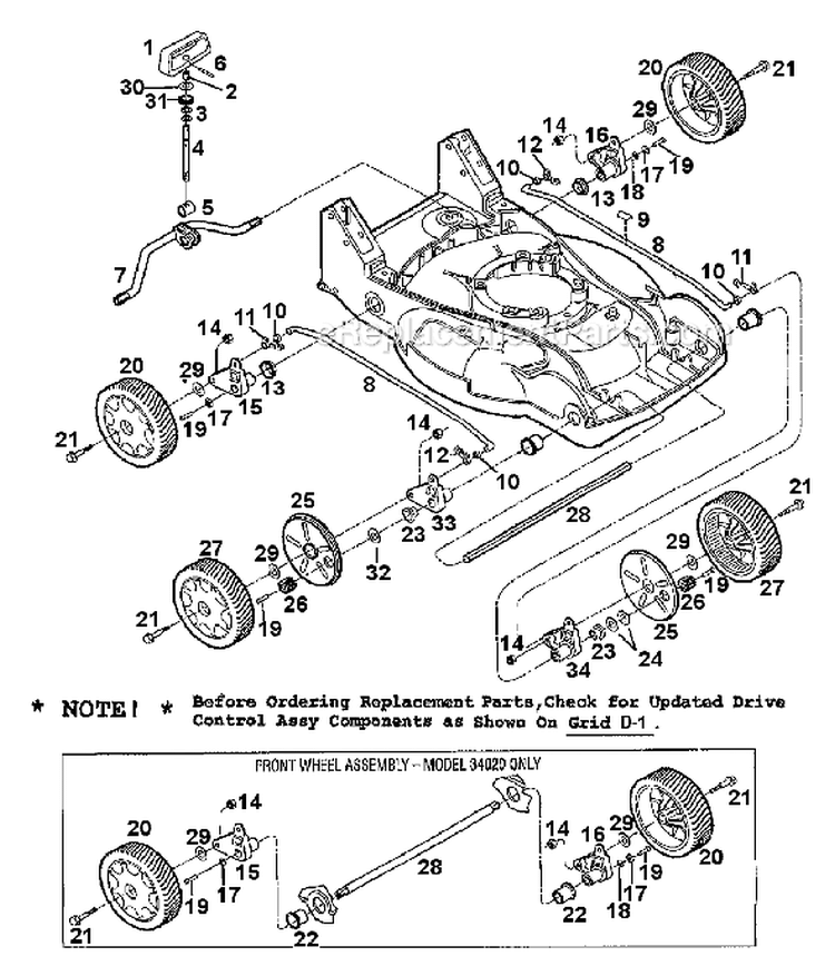 Page A Diagram and Parts List for 34021  Troy-Bilt Cultivator