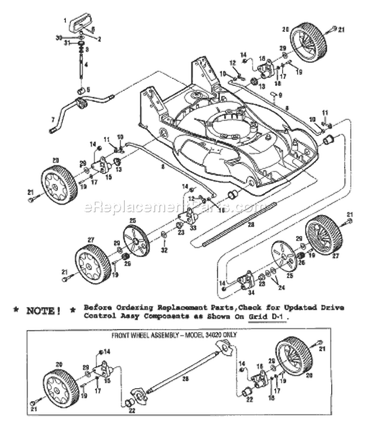 Page A Diagram and Parts List for 34022  Troy-Bilt Cultivator