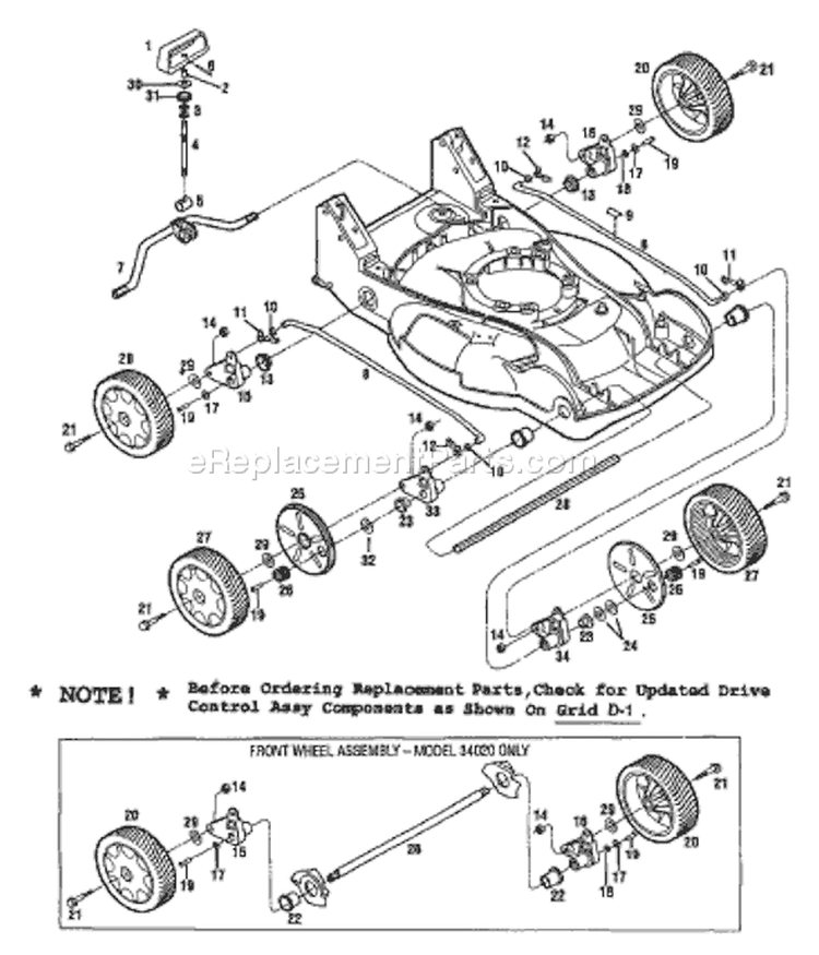 Page A Diagram and Parts List for 34023  Troy-Bilt Cultivator