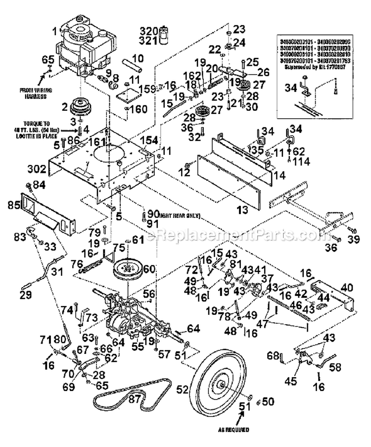 Page B Diagram and Parts List for 34038 S/N 01-- Troy-Bilt Lawn Mower