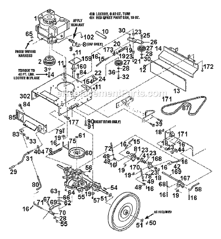 Page B Diagram and Parts List for 34067 S/N 0100101-0199999 Troy-Bilt Lawn Mower