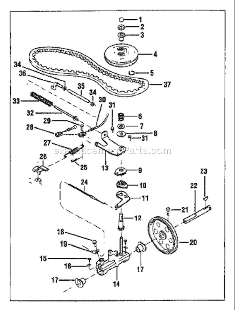 Page E Diagram and Parts List for 34313 S/N 0100101-0299999 Troy-Bilt Lawn Mower