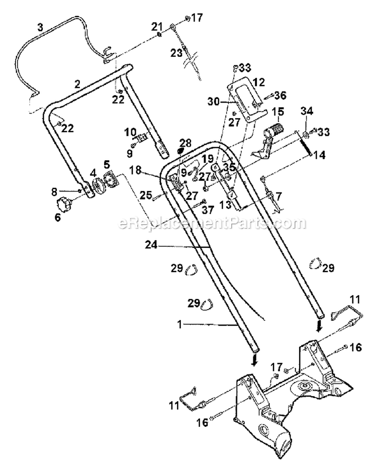 Page D Diagram and Parts List for 34320 S/N 0100101-1199999 Troy-Bilt Lawn Mower