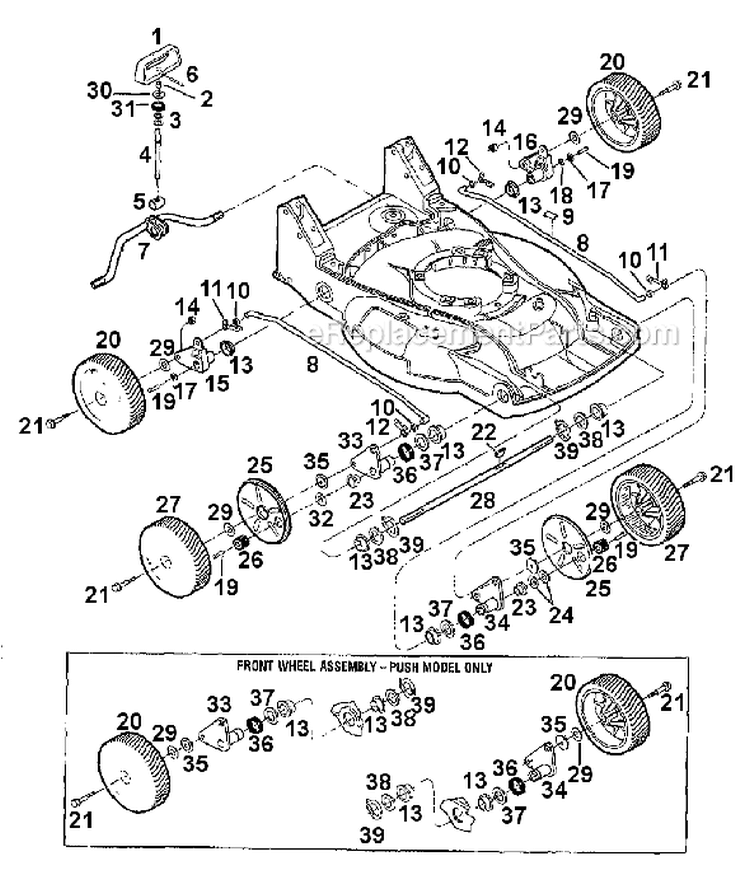 Page A Diagram and Parts List for 34321 S/N 0100101-1199999 Troy-Bilt Lawn Mower